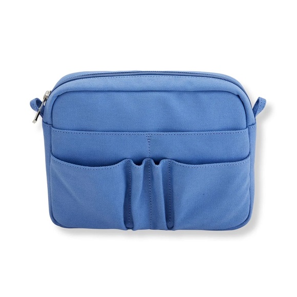 Levenger Handbags - Levenger Blue Canvas Organizer Pouch |Travel Multi Pocket Zippered Bag NWT